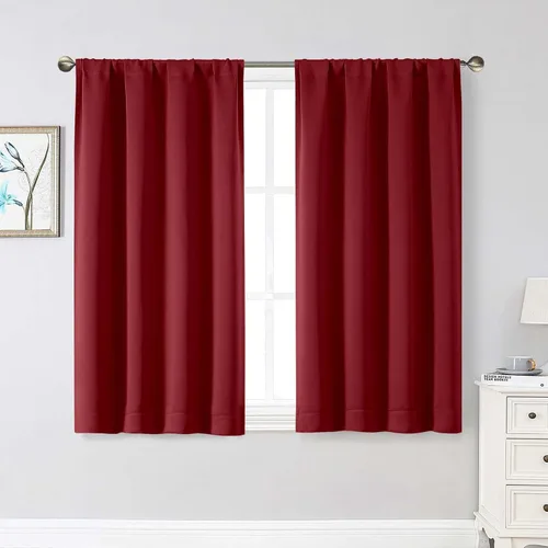 Vista 31 de Cortinas opacas para dormitorio, sala de estar, juego de 2 paneles de 54 pulgadas de largo, cortinas de oscurecimiento de habitación con aislamiento