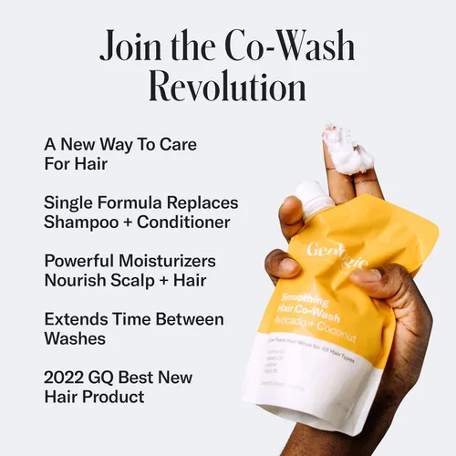 Vista 2 de Geologie Smoothing Hair Co-Wash Limpiador 4 en 1, acondicionador, máscara y suero Aceite de aguacate, aceite de coco, escualano y fórmula