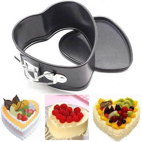 Vista 4 de JMXC - Juego de 4 moldes de resorte antiadherentes, 4 pulgadas en forma de corazón, acero resistente, lavado a mano