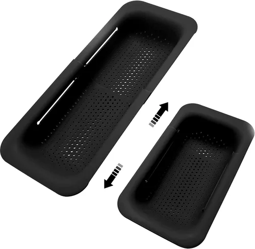 Vista 15 de Coladores y coladores plegables para fregadero y coladores de rejilla sobre el fregadero Colador plegable Colador extendible de plástico para frutas