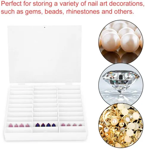 Vista 2 de Semme Organizador de uñas falsas, caja de almacenamiento de uñas, caja de exhibición, contenedor de decoración de uñas, caja de almacenamiento vacía