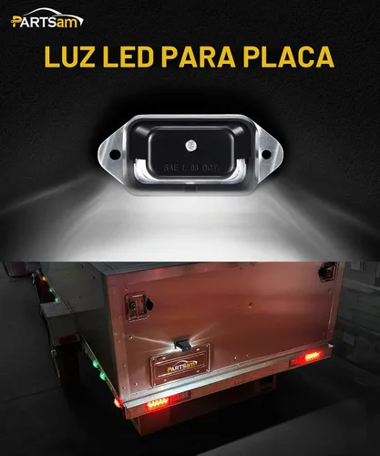 Vista 2 de Partsam Luz de matrícula LED impermeable de 12V CC con luz para placa de licencia, soporte con orificio de drenaje, carcasa de ABS, lente de PC