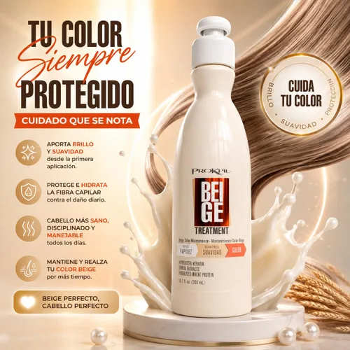 Vista 6 de Prokpil - Tratamiento de mantenimiento del color beige para el cabello Mascarilla revitalizadora del color para cabello teñido Ayuda a mantener