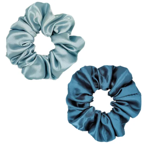 Vista 9 de Sufermoe 12 bandas elásticas para el cabello de seda satinada, color azul surtido de 4.5 pulgadas para mujeres y niñas