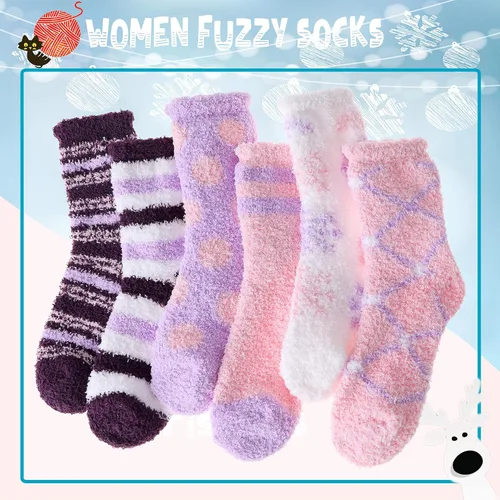 Vista 7 de ANTSANG Womens Fuzzy Socks Slipper Winter Fluffy Comfy Cozy Socks Cabin Warm Home Socks