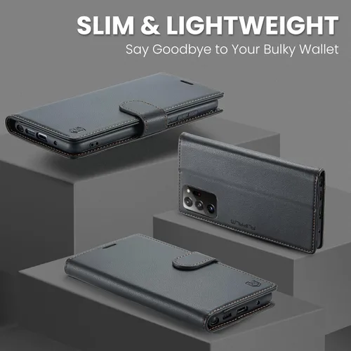 Vista 3 de FLIPALM - Funda tipo cartera para Samsung Galaxy Note 20 Ultra 5G, color negro Titular de la tarjeta, bloqueo RFID, cuero PU Folio Flip