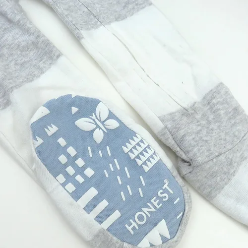 Vista 4 de HonestBaby Pijama de una pieza con pies antideslizantes para bebé, con cremallera frontal, 100% algodón orgánico