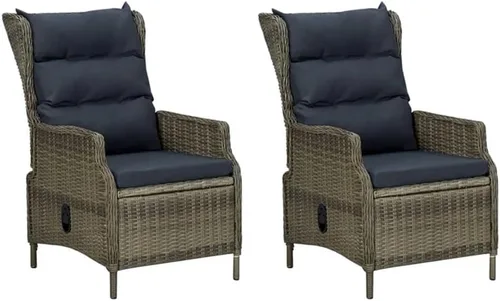 Vista 8 de Afuera Living 3 Piece Poly Rattan Garden Lounge Set, Black/Brown Finish, Weather-Resistant PE Rattan, Adjustable Backrests, Polyester Cushions