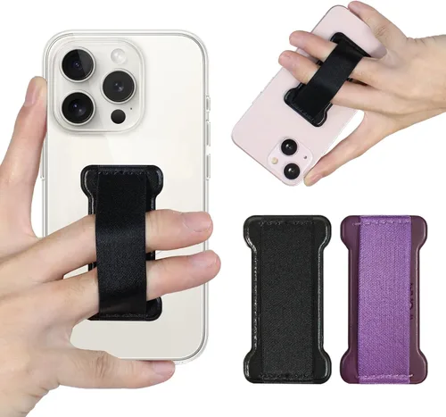 Vista 11 de Soporte de agarre para teléfono de mano, soporte universal para teléfono con correa para dedo, agarre para selfie compatible con la mayoría de 3