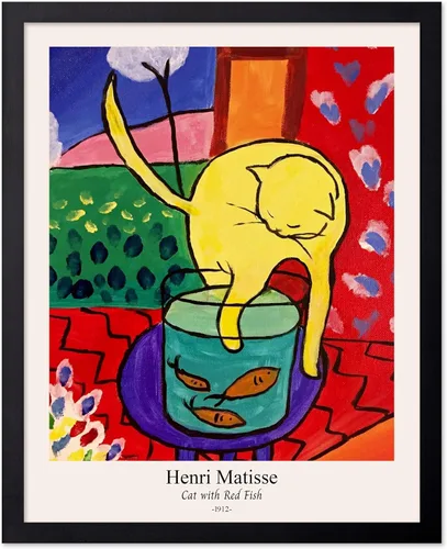 Vista 27 de Monem Art - Póster vintage de Henri Matisse – Gato retro con estampado de pez rojo – Arte de fauvismo – Arte animal – Pintura clásica – Arte fino