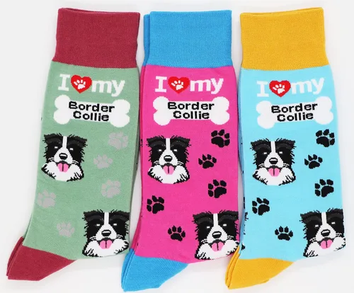 Vista 5 de Sock Society I Love Dogs - Calcetines divertidos unisex para hombres y mujeres diseño casual paquete de 3