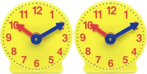 Vista 8 de hand2mind Mini Reloj de Plástico con Engranajes, Kit de Aprendizaje para el Aula, Reloj para Niños que Aprenden a Decir la Hora, Reloj de Práctica