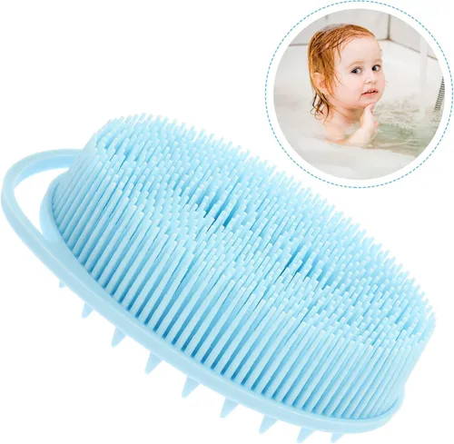 Vista 3 de Dual Sided Silicone Bath Brush for Boy Girl with Sensory Training Soft Bristles Durable Body Massaging Scrubber Gentle Exfoliating Wash Brush for
