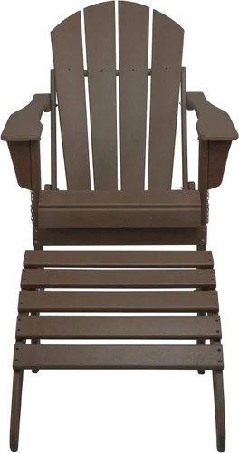 Vista 7 de WestinTrends Malibu - Silla de salón para exteriores, juego de 2 sillas Adirondack con otomana, sillas plegables de madera de polietileno para todo
