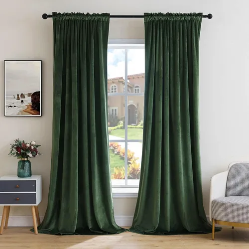 Vista 35 de MIULEE - Juego de 2 paneles de cortinas negro opacas y térmicas de terciopelo para la sala de estar y dormitorio, con bolsillo para cortinero, de 63