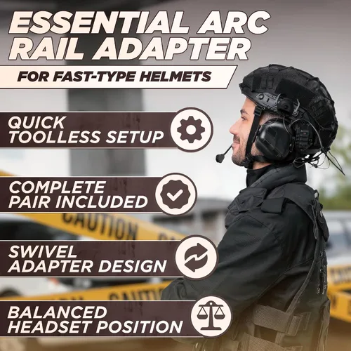 Vista 4 de Adaptador de riel ARC para auriculares tácticos – Compatible con Peltor Comtac II/III, Earmor M31/M32, Sordin – Se ajusta a cascos FAST, MICH, EXFIL