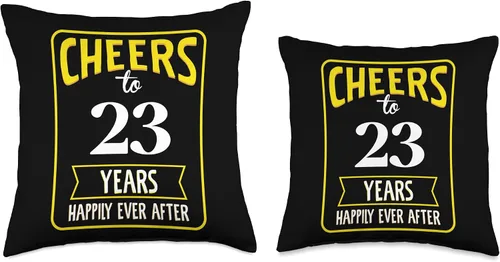 Vista 3 de Cheers to 23 years happily ever after Throw Pillow