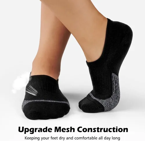 Vista 4 de Calcetines invisibles para mujer, para correr, senderismo, atléticos, antideslizantes, bajos, 5 pares