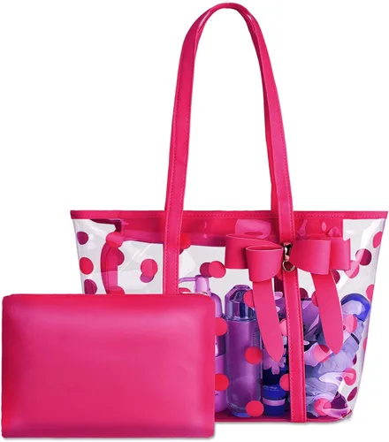 Vista 7 de Bolso de mano transparente impermeable de PVC para mujer, bolso de hombro, bolsa de playa, bolsa de trabajo de compras