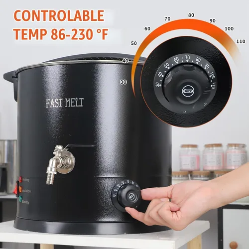 Vista 4 de FAST MELT - Kit de fundidor eléctrico de cera de 10 litros para hacer velas, control de temperatura de 86.0-230.0 °F, boquilla de fácil vertido