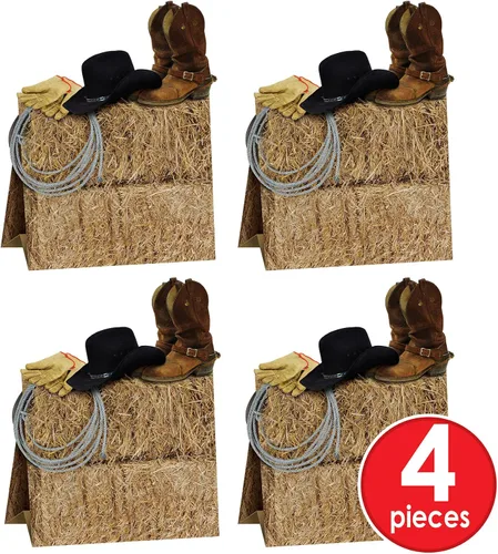 Vista 5 de Beistle Centros de mesa tridimensionales con temática occidental de 4 piezas, decoración de fiesta de vaquero del salvaje oeste, 9.5 pulgadas