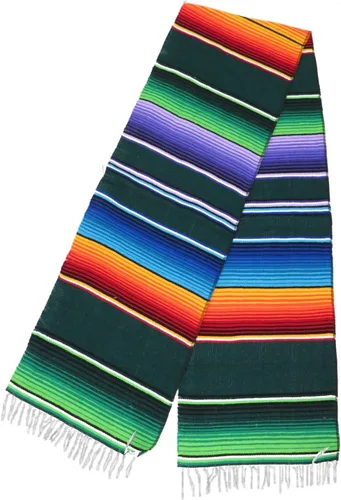 Vista 7 de Camino de mesa de serape mexicano 72 x 12 pulgadas por Leos Imports (TM) (Aqua)