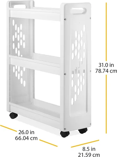 Vista 8 de Carrito con ruedas con 3 estantes para almacenar utensilios para hacer la colada, de Whitmor