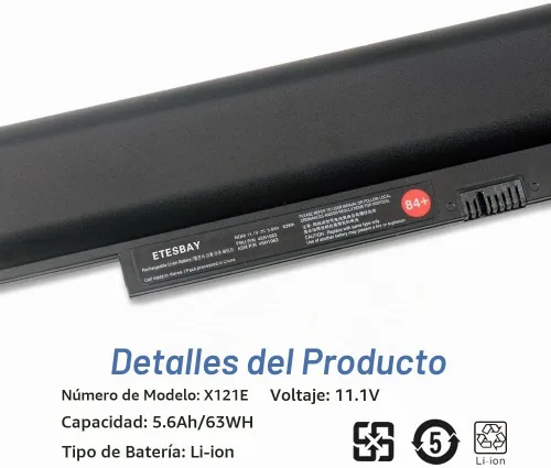 Vista 4 de ETESBAY X121E E120 42T4947 42T4948 84+ 63Wh Reemplazo de batería para portátil Lenovo IBM Thinkpad Edge E125 E130 E135 E145 E320 E325 E330 E335 L330