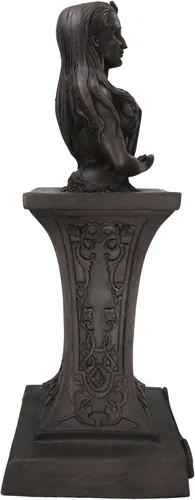 Vista 5 de Ebros Neopaganismo Wicca Estatua de deidad primaria con la luna creciente femenina Triple Diosa Bustos en pedestal Figura Wicca Decoración del hogar