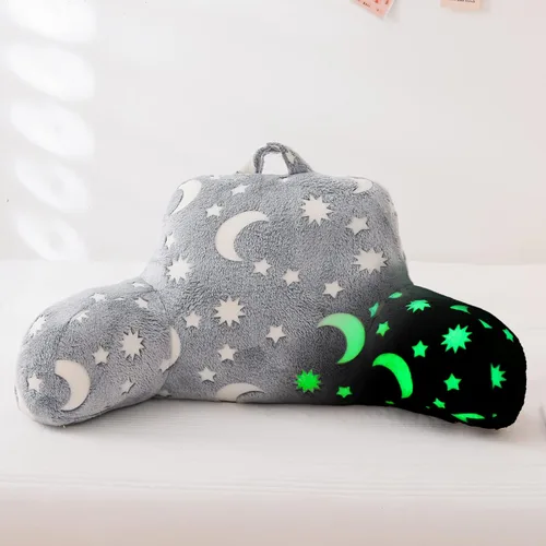 Vista 14 de Aimuan - Almohada de lectura que brilla en la oscuridad, almohada de descanso para la cama en forma de cuña para niños, almohada de respaldo que