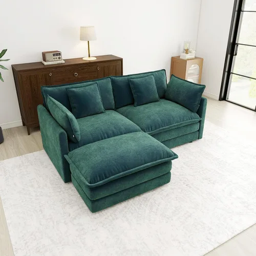 Vista 75 de Sofá Loveseat Grande en Beige y Blanco de 194.8 cm, Sofás Seccionales de 2 Plazas Grandes para Sala de Estar, Sofá Seccional Modular de Tela