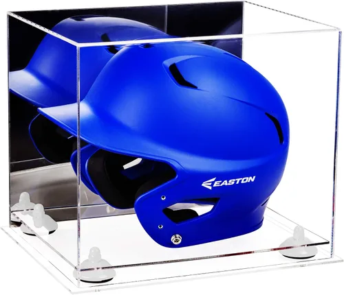 Vista 20 de Better Display Cases Vitrina acrílica para casco de bateo de béisbol con espejo, elevadores rosados, montaje en pared y base de espejo (V22/A012)
