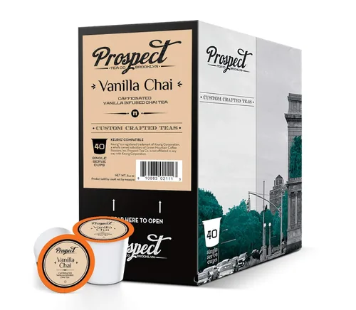 Vista 3 de Prospect Tea Co. Cápsulas de té Chai de vainilla con cafeína compatibles con cafeteras K Cup incluyendo 2.0, 40