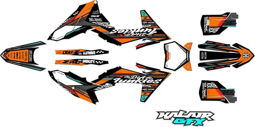 Vista 8 de Kit de gráficos para KTM Enduro de 2 tiempos 125XC, 250XC y 300XC (2023) Rugged Series Cyan 16 Mil - Adhesivo de motocicleta Dirt Pit Bike