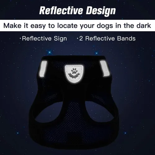 Vista 5 de PAWCHIE Juego de arnés y correa para cachorros, arnés de malla suave para perro, arnés reflectante y ajustable para perros pequeños a medianos