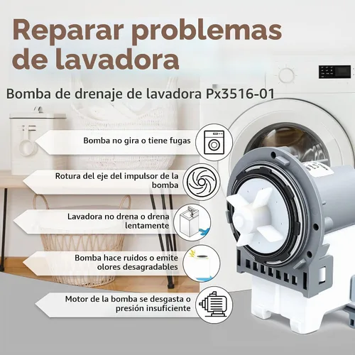 Vista 3 de Bomba de drenaje de lavadora PX3516-01 para Samsung DC31-00054D DC31-00187A