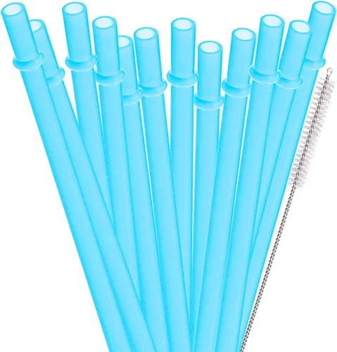 Vista 19 de Pajitas de repuesto de plástico reutilizables de color liso de 6 pulgadas para mini tarro de masón, vasos, juego de 12 popotes con cepillo de 12color