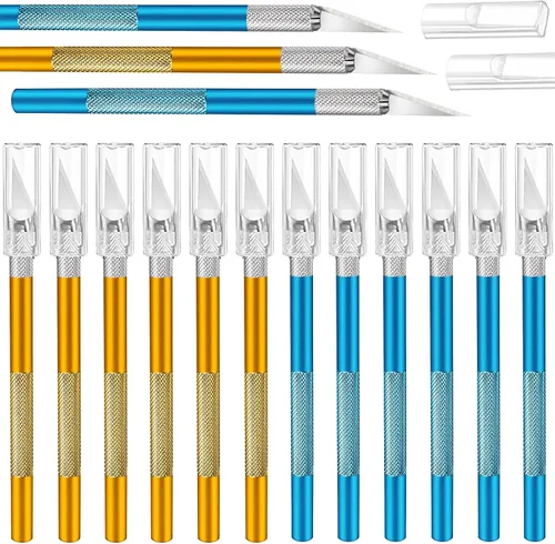 Vista 14 de Juego de 15 cuchillos Exacto, cuchillos para pasatiempos, suministros de regreso a clases, kit de cuchillos para manualidades, manualidades, álbumes