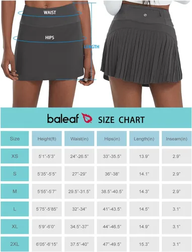 Vista 7 de BALEAF Falda de tenis plisada para mujer, falda pantalón de golf para mujer, cintura alta, pantalones cortos atléticos ligeros con bolsillos