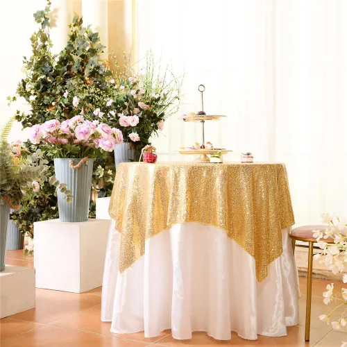 Vista 55 de Eternal Beauty Mantel rectangular cuadrado de 50 x 50 pulgadas para tartas, postres, exposiciones, fiestas, eventos de cumpleaños