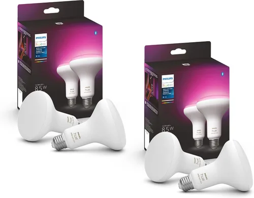 Vista 9 de Philips Hue Smart 85W BR30 Bombilla LED – Ambiente blanco cálido a frío – 1 paquete – 1200 lm – E26 – Interior – Uso con Hue App – Funciona
