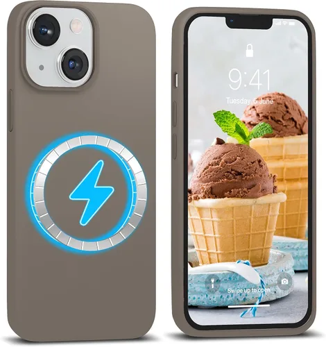 Vista 14 de IceSword Funda magnética para iPhone 14, funda de silicona Berry [carga rápida] imanes fuertes, forro de microfibra delgado, rosa intenso dulce