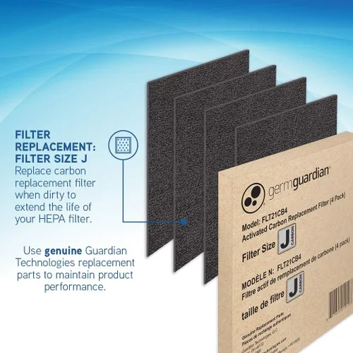 Vista 4 de GermGuardian Repuesto de filtro de carbono genuino para filtro HEPA FLT5900 para purificador de aire AC5900WCA, paquete de 4, FLT21CB4