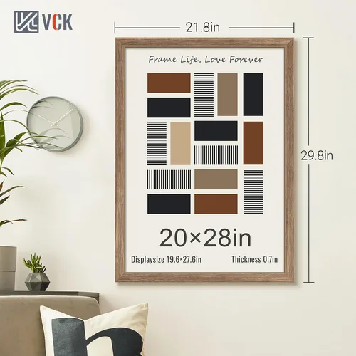 Vista 11 de VCK Marcos para póster de madera maciza de 22.375 x 34 pulgadas, marco de fotos A1 negro con montaje en pared, paquete de 3