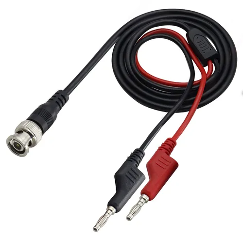 Vista 2 de Cable de prueba BNC a doble enchufe de plátano, cable coaxial BNC a prueba de apilamiento dual, cable BNC macho a cable de prueba de enchufe macho