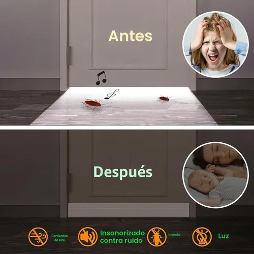 Vista 6 de Suptikes Paquete de 2 Topes de Corriente de Aire para Puerta, Barrido de Puerta para Puertas Exteriores e Interiores, Sello Inferior de Puerta Blanco