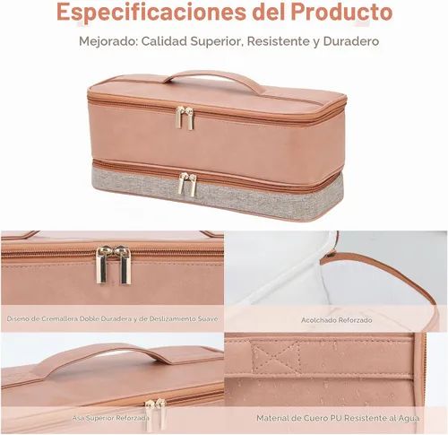Vista 3 de BAGCRAZY - Funda de viaje para Shark FlexStyle y Dyson Airwrap, color marrón