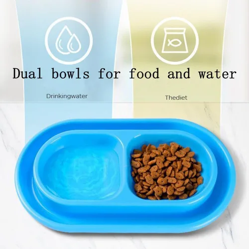 Vista 4 de Plato para gatos y gatos y cachorros, comedero para mascotas, color gris, S Ant Proof Cat Food Bowl, No Spill Dish, Outdoor Feeding, Deep Wide