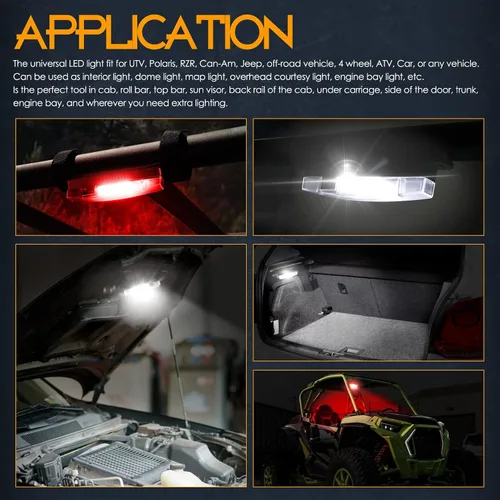 Vista 4 de Nirider Luz Interior UTV Universal Montaje en Barra Antivuelco Luces LED Luces de Jaula Antivuelco Utilitaria Luz Interior de Cúpula de Cortesía