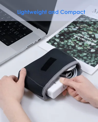 Vista 6 de LENTION Funda de almacenamiento mediana Tech para accesorios, laptop, MacBook, adaptador de corriente, mouse inalámbrico, cargadores de iPhone, Gris